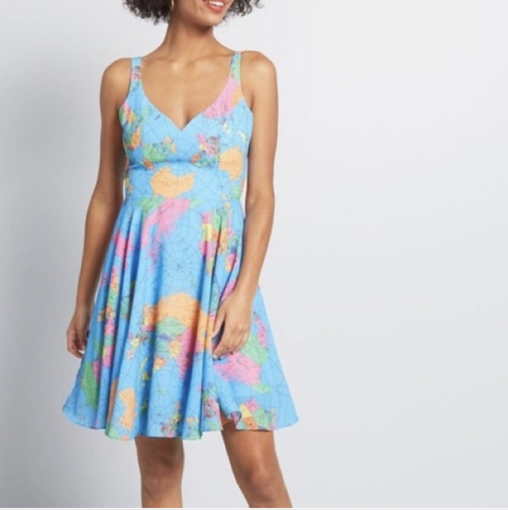 Liza Luxe Modcloth Map Dress | Size L